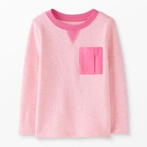 Hanna Anderson Pink Waffle Knit Top Pocket 12
